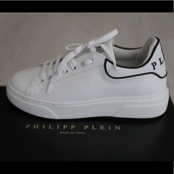 White Philipp Plein Iconic Leather Sneakers NEW 36